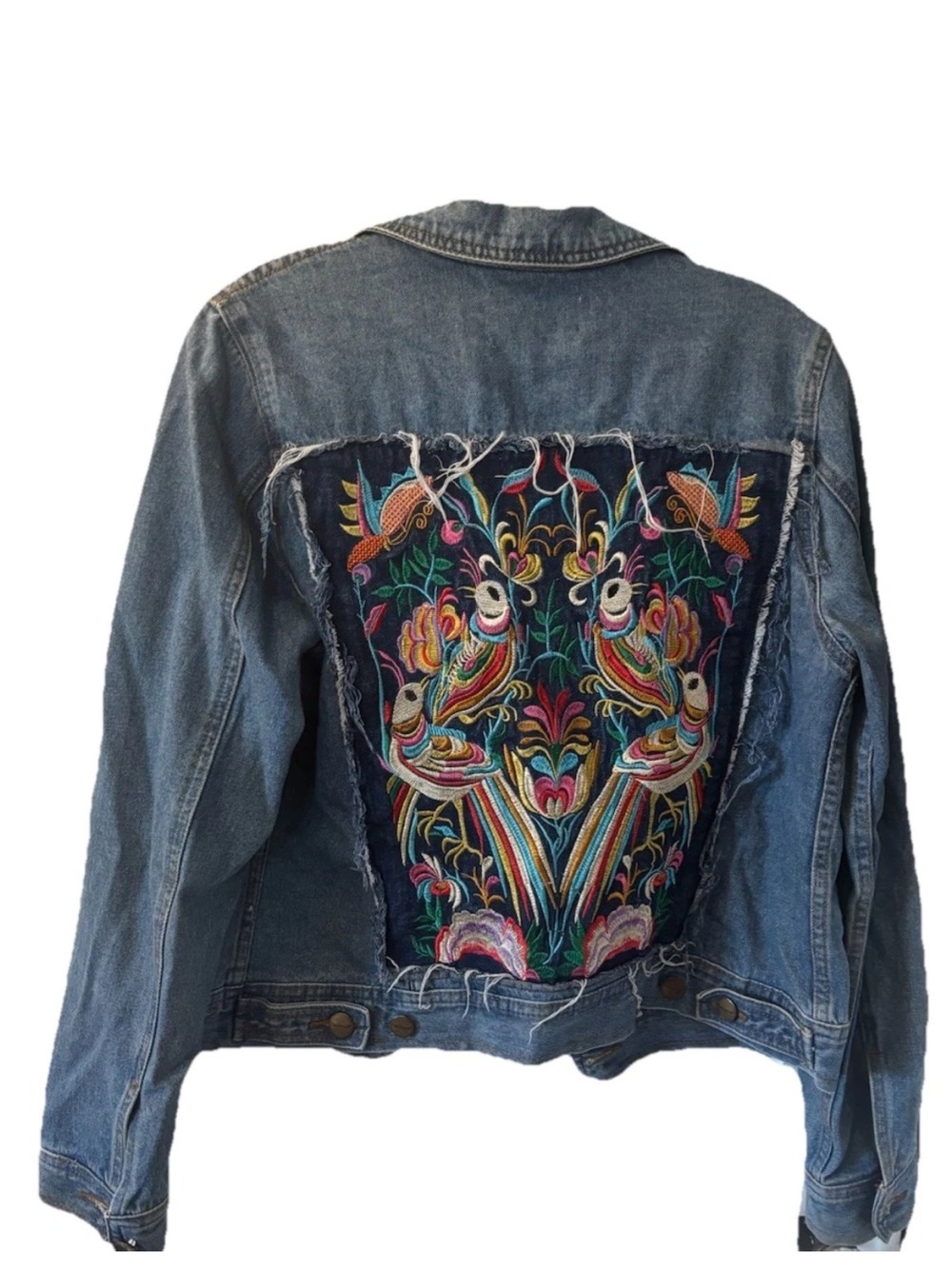 Anthropologie Tatienne Casaca Jessy Denim Jacket Multicolor Embroidered Back - Picture 3 of 7